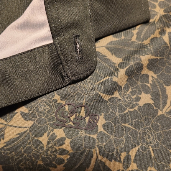 Good Good Golf "Vintage Vines" Performance Polo Olive Green Floral Small - Picture 11 of 13